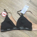 Hanes Black and Tan Wireless Bra Intimates small set of 2 bras. Crop bralette Photo 0