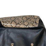 Kate Landry ‎ Black Leather  Python Snake Print Tote Shoulder Bag Zip Top Photo 2