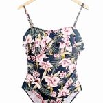 Kona Sol  One Piece Ruffled Bathing Suit Tropical Print Swim Women’s Size Large Photo 9