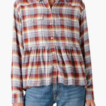 Lucky Brand  Plaid Babydoll Long Sleeve Shirt Size Medium NWT Photo 0