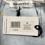 We Wore What Revolve  Medium Cutouts Belted Mini Skirt Blue Light Wash Stretch NWT Photo 3