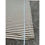 Anthropologie  WHIT Brown Ivory Funnel Neck Dress L Midi Striped Cotton Lagenlook Photo 10