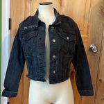 joe's jeans Taylor Hill x Princess Black Distressed Denim Cropped Jean Jacket $188 EUC M Photo 2