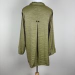 Habitat Blouse Top Womens Large Green Shimmery Metallic Button Up Collared Shirt Photo 5