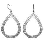 Sparkling Formal Prom Fancy Rhinestones Teardrop Drop Dangle Earrings Silver Photo 5