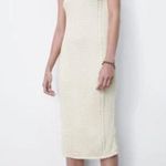ZARA  cableknit midi dress beige sweater sleeveless mock high neck ivory bodycon Photo 0