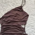 Princess Polly Dress Klara Mini One Shoulder Cut Out Ruched Brown 8 NWT New Photo 5