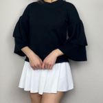 Planet Gold Black Three-Quarter-Sleeve Ruffle Sweater Blouse Top Photo 0