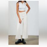 ZARA Marine Straight Womens Jones Ivory, High Rise, Raw Hem, Wide Leg A13 Photo 1