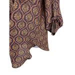 Pleione  Sheer Pullover Sheer Paisley Earth Tone Roll Tab Sleeve Top S Photo 5