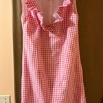 Elizabeth Wilson Pink & White Gingham Tassel Sheath Dress Photo 0