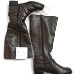 Life Stride Equestrian Tall Brown Subtle Wide Calf Heeled Boots Zip Up 5 Photo 0