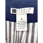 Carole Little 100% Linen Pants Womens 12 Navy White Striped Wide Leg Boho Zip Photo 4