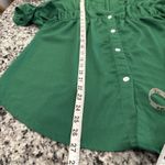SheIn Kelly Green Button Front Blouse Ruched Ruffle Sleeve  Size Large Photo 9