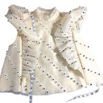 Ganni  NEW Rare Rosenfeld Floral Beaded Ruffle Sleeveless Crop Top Cream 34 Photo 14
