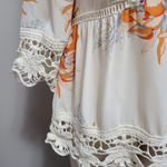 Anthropologie Gibson Latimer ivory orange floral peasant blouse size medium Photo 2