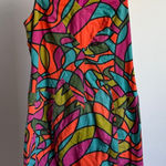 Anthropologie Fish Fry sz L multicolor stained glass cotton mini dress‎ Pink Size L Photo 0