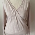 The Limited  wrap front knit shirt top v neck cross cross side zipper small beige tan Photo 7