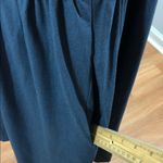 White Birch  Women Navy Blue Dress Short Sleeve Pleated Square Neck 100% Linen Photo 3