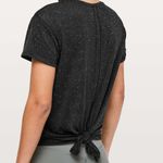 Lululemon Size 2 Black Speckled Part Ways Split Back Short Sleeve Active Top Photo 2