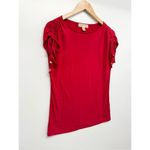 Michael Kors  Red Shirt Ladies Size Small Ruched Pullover Short Sleeve Logo‎ Photo 1