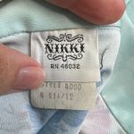 Vintage Nikki Button Down Blouse Teal Floral 70s Size M Long Sleeve Disco Blue Size M Photo 6