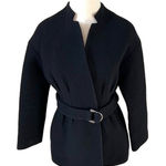 Maje  Belted Jacket Blazer Black Size 2 Collarless Slit Pockets Sash Tie‎ Closure Photo 0