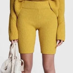 Rag and Bone  Sunny Rib-knit Biker Shorts In Chirping Yellow‎ Size Medium Photo 0