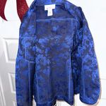 Susan Graver  Midnight Blue and Black Satin Brocade Jean Jacket Photo 6