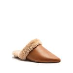 Qupid 1. Camel Brown Fur-Lined Mule Photo 1