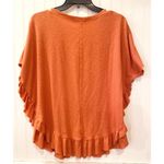 easel Poncho Top with Ruffle Hem in Orange Small Photo 3