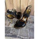 Michael Kors  LANI SANDALS BLACK LEATHER 4" HEELS GOLD TORTOISE SHELL PUMPS -8.5 Photo 1