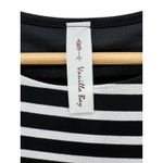 Vanilla Bay Black White‎ Stripe Print Dress Medium Short Sleeve Knit Minimalist Mod Stretch Photo 2