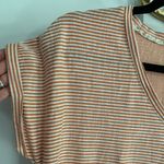 Retrology Peach Orange & White Striped Short Sleeve Women’s Casual Top Size L Size L Photo 1
