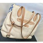 Brighton  Mattie off white with a blue Embroidery design Tote Bag​​​​​​​​​ Photo 8