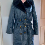 Vintage 70s Glenbrooke Mod Shiny Blue Puffer Coat Faux Fur Collar M/L Ski Style Size undefined Photo 0