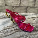 Hot pink pumps with gold shaped heart for heel fashion shoes size 40/9 Photo 2