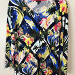 Talbots  Cotton Blend Tropical Print 3/4 Sleeve Cardigan Size Large Photo 0
