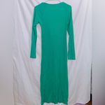 ZARA  Green Ribbed Knit Long Sleeve Square Neck Midi Dress size large Photo 5