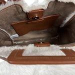 FFC New York Tote Bag Womens Brown Cream Faux Fur Leather Square Handle Fall Photo 4