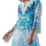 Chico's Chico’s Size 4 (XXL) Blue Embellished Pullover Tunic - Swim Cover up - Vacation Photo 0