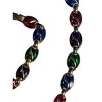 Mid Century Enamel Necklace & Bracelet Women’s Costume Jewelry Set Gold Photo 7