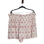 Artisan NY Cream and Red Linen Shorts Size XL Linen Paper Bag Waist Shorts Photo 1
