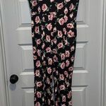L'ATISTE L’atiste Black/Pink Floral Print Sleeveless Bell Bottom Jumpsuit M Photo 0