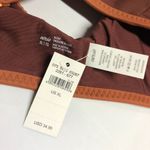 Aerie Bikini Top Scoop Plunge V Neck Contrast Trim Removable Cups Brown XL Photo 2