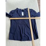 Loft Women's Navy Blue Swiss Dot Long Clip Ruffle Bib Peasant Blouse Top XS New Photo 7