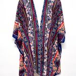 Anthropologie Bohemian Boho Chic Print Kimono Semi Sheer Cover Up Open Front Top Ember Small Photo 2