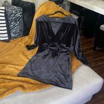 Eloquii Shoulder Pad Velvet Mini Dress in Black Photo 2