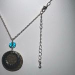 Silver and Gold Tone Hammered Disc Bead Charm Necklace Photo 5