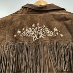 Denim 24/7 Brown Suede Fringed Embroidered Western Jacket Size 16W Photo 4